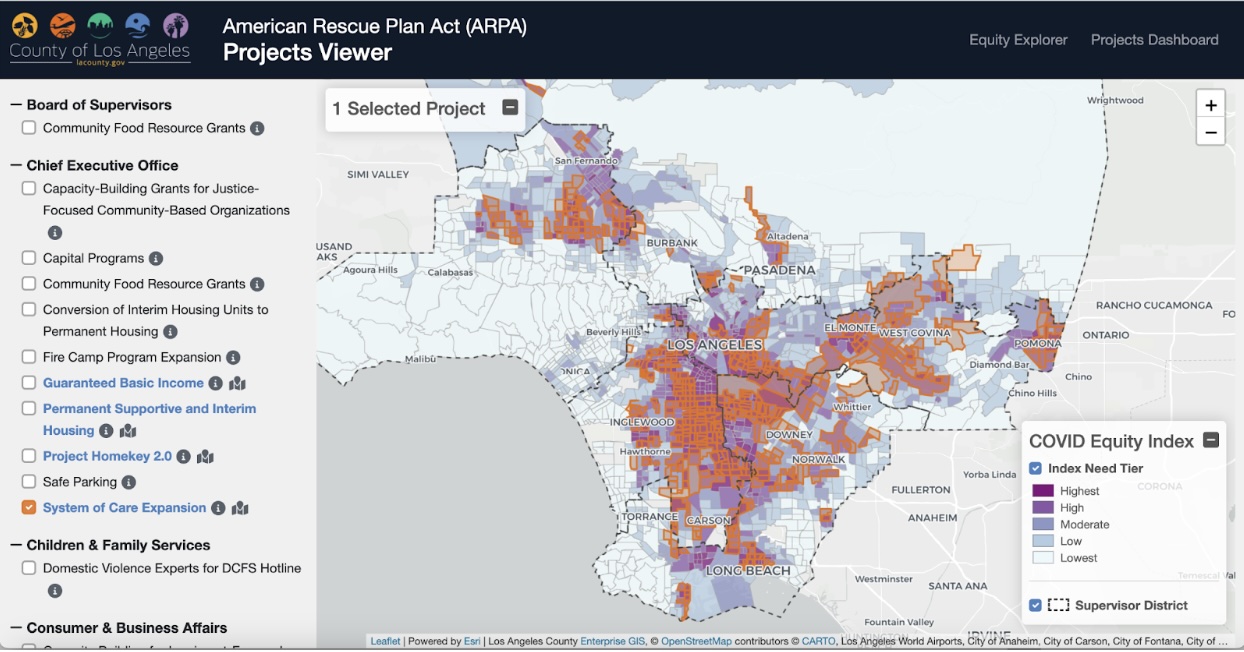 Los Angeles County’'s ARPA Projects Map Shows Program Reach by Neighborhood